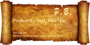 Podhorányi Béla névjegykártya