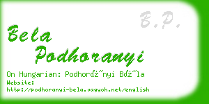 bela podhoranyi business card